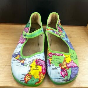 Hot Chocolate Design “World Map / Atlas” Mary Jane Flats • EU 38 / US ~7.5–8